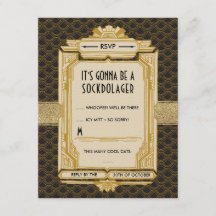 Tarjetas RSVP para grandes Gatsby en negro y oro
