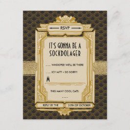 Tarjetas RSVP para grandes Gatsby en negro y oro