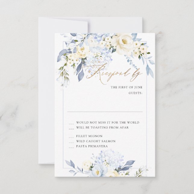 Tarjetas RSVP para H2 Blue Hydrangea Cream Cream R (Anverso)