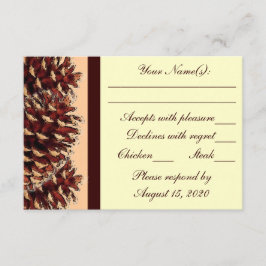 Tarjetas RSVP para la boda de un cono de pino de d