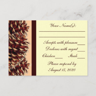 Tarjetas RSVP para la boda de un cono de pino de d