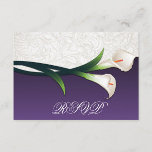 Tarjetas RSVP para Lily Calla color Púrpura y Plat