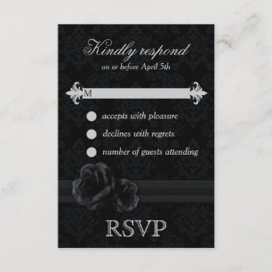 Tarjetas RSVP para matrimonio de damasco negro RSV