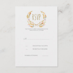 Tarjetas RSVP para plumas florales de color de agu