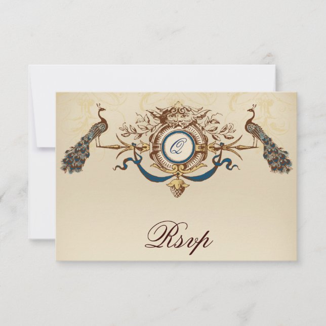 Tarjetas RSVP Peacock Vintage (Anverso)