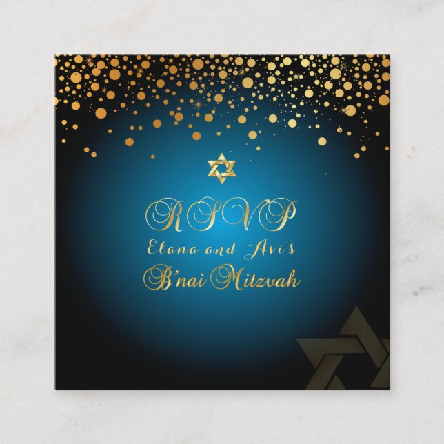 Tarjetas RSVP PixDezines DAZZLED GOLD/B'nai Mitzva (Anverso)
