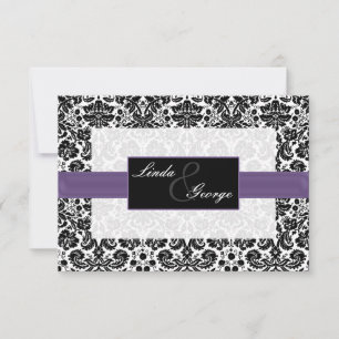 tarjetas rsvp púrpura, negra y blanca estándar 3.5