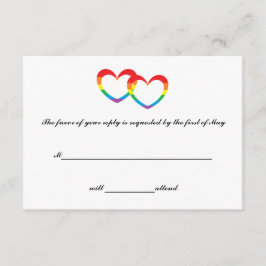 Tarjetas RSVP "Rainbow Double Hearts"