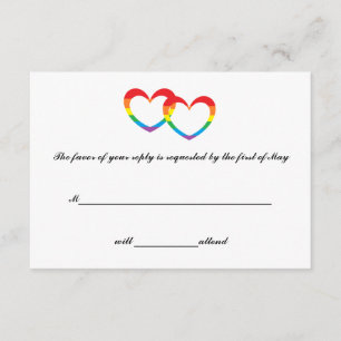 Tarjetas RSVP "Rainbow Double Hearts"