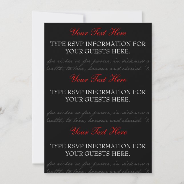 Tarjetas RSVP Red, Black, White Rose (Anverso)