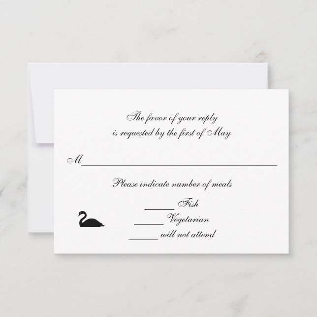 Tarjetas RSVP/Reply de "Serenade de cisne" (Anverso)