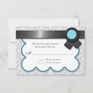 Tarjetas RSVP/Respuesta a la Boda de Damasco Azul