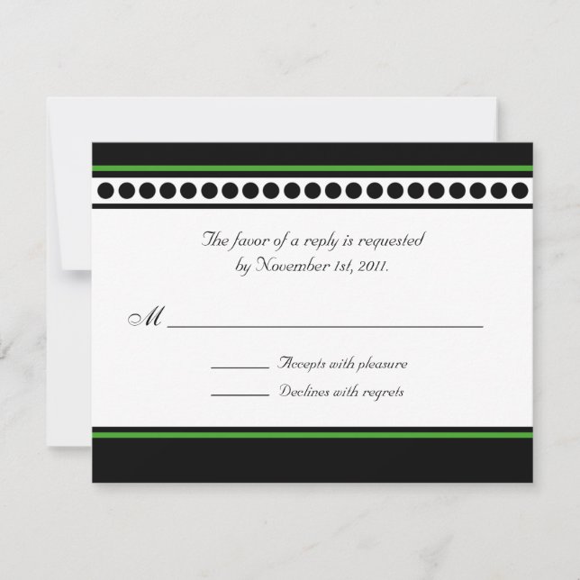 Tarjetas RSVP/Respuesta de acento verde con puntos (Anverso)