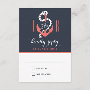 Tarjetas RSVP/Respuesta de Boda de Moda náutica
