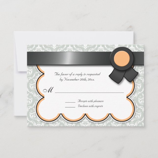 Tarjetas RSVP/respuesta de matrimonio de Damasco g (Anverso)