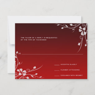 Tarjetas RSVP rojas y negras de Swirl White