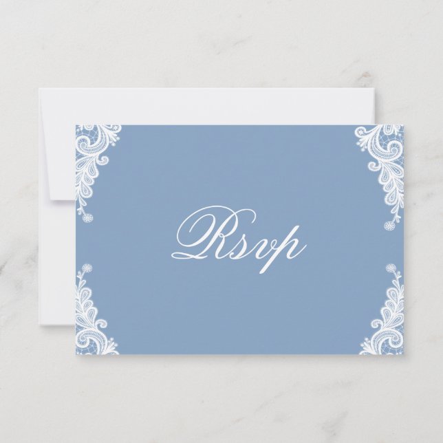 Tarjetas RSVP Románticas De Encaje Blanco Y Boda A (Reverso)