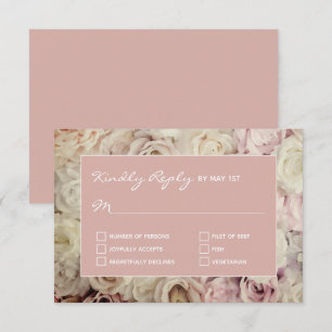 Tarjetas RSVP Rosa polvorientas sobre fondo Rosa