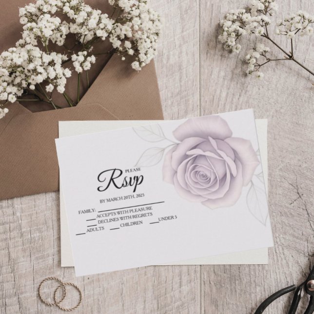 Tarjetas RSVP Rosa Púrpura Elegante Diseñador (Subido por el creador)