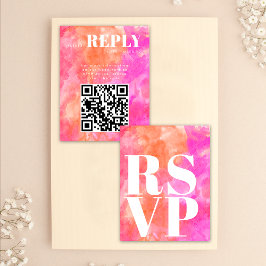 Tarjetas RSVP rosa y Naranja para código QR Boda