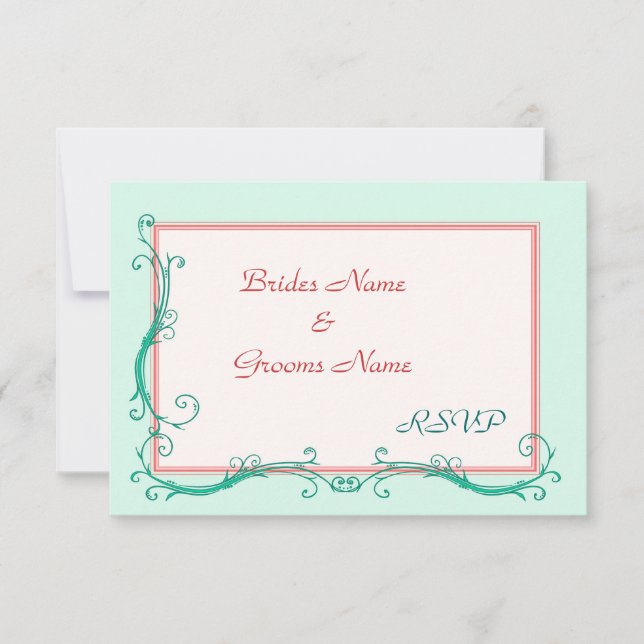 Tarjetas RSVP Rubor Peach y Mint (Anverso)