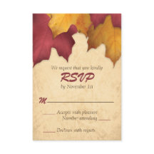 Tarjetas RSVP Rustic Burgundy Gold para otoño