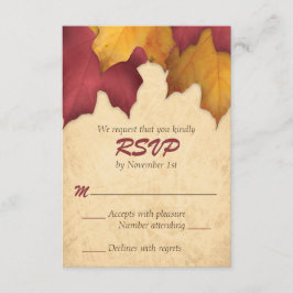 Tarjetas RSVP Rustic Burgundy Gold para otoño