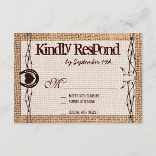 Tarjetas RSVP Rústicas Burlap Barbed Wire Horsesho