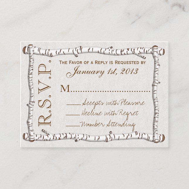 Tarjetas RSVP Rústicas de Birch Woods (pk 100) (Anverso)