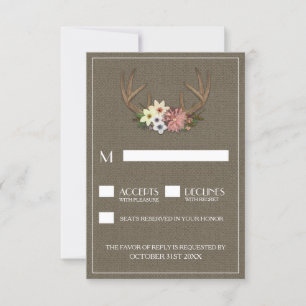 Tarjetas RSVP Rústicas de la Boda de la Antler Dee
