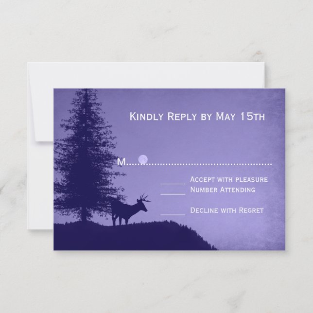 Tarjetas RSVP Rústicas de matrimonio púrpura de pi (Anverso)