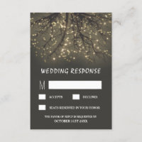 Tarjetas RSVP Rústicas de ramas de árbol iluminado