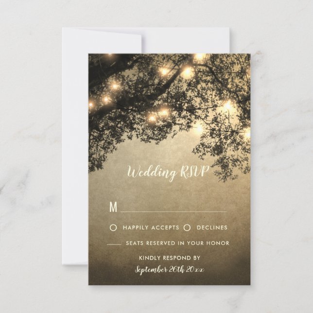Tarjetas RSVP Rústicas de ramas de árbol vintage (Anverso)