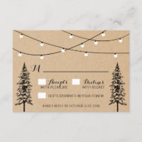 Tarjetas RSVP Rústicas Evergreen Pine Tree Wedding