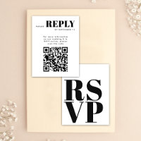 Tarjetas RSVP simples de blanco y negro con código