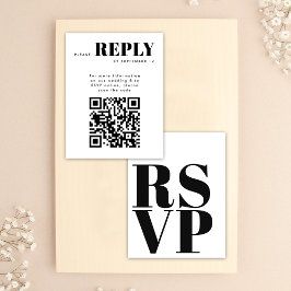Tarjetas RSVP simples de blanco y negro con código