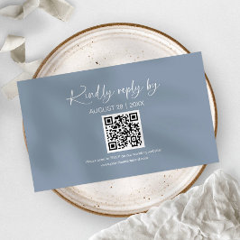 Tarjetas RSVP simples de Boda Minimalista QR en lí