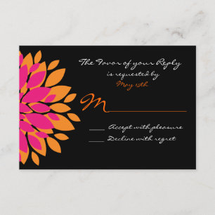 Tarjetas RSVP simples de flores rosadas y Naranjas