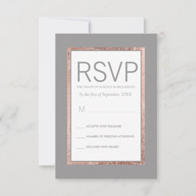 Tarjetas RSVP Slate Gris Slate Slate Simple Rosa G (Anverso)