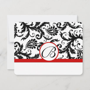 Tarjetas RSVP-Trigo rojo de Damasco blanco y negro