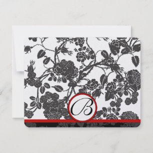 Tarjetas RSVP-Trímite rojo de Rosas negros - patró