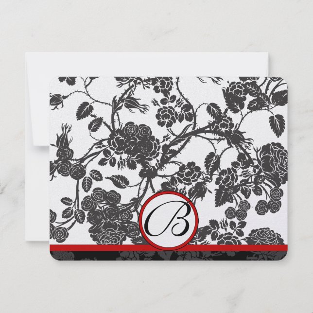 Tarjetas RSVP-Trímite rojo de Rosas negros - patró (Anverso)