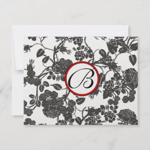 Tarjetas RSVP-Trímite rojo de Rosas negros - patró