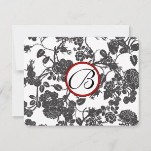 Tarjetas RSVP Trímite rojo para Rosas negros y gri