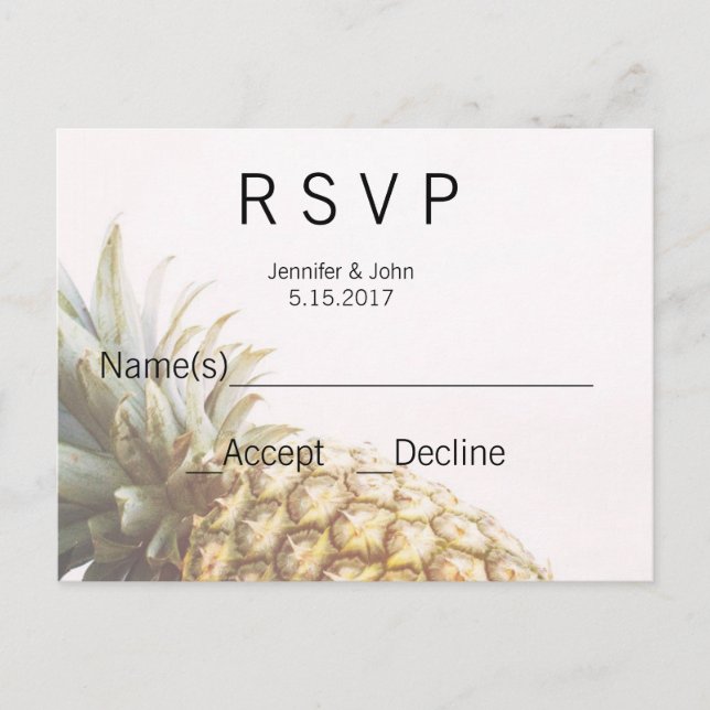 Tarjetas RSVP Tropical Pineapple (Anverso)