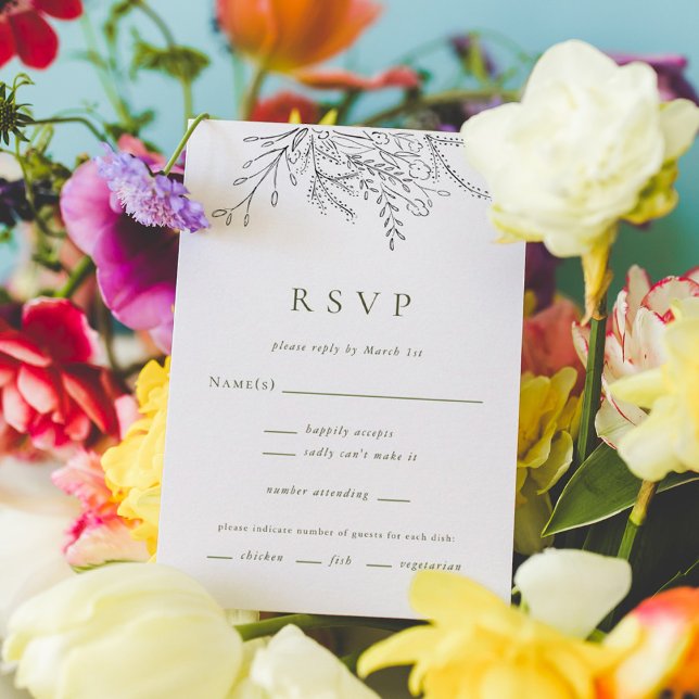 Tarjetas RSVP verticales de Boda de Bouquet desbor (Subido por el creador)