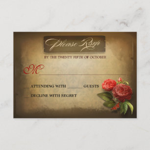 Tarjetas RSVP vintage del aniversario del boda