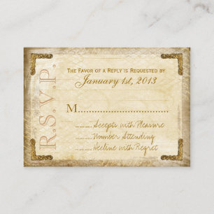 Tarjetas RSVP Vintage y Gold (tarjeta de visita ch