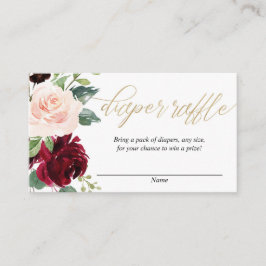 Tarjetas Rubor color burgundy oro diaper raffle