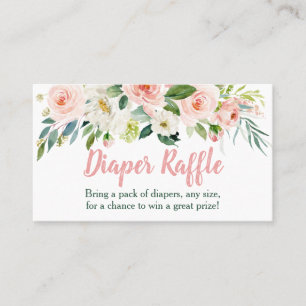 Tarjetas Rubor Pink Floral Baby Shower Diaper Raff